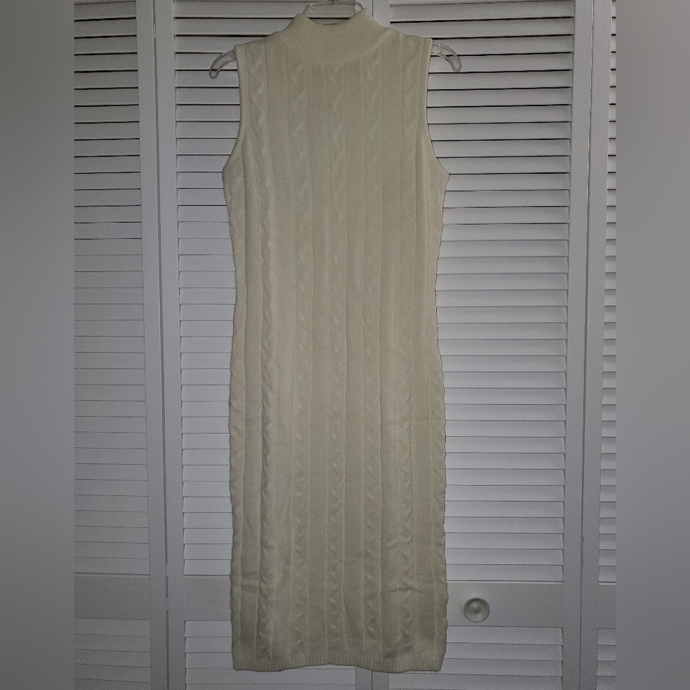 New York & Company Cream Midi Sweater Dress Size M -- New With Tags